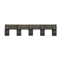 Oxbridge 5 Light Bath Bar In Graphite & Painted Distressed Wood-Look Metal Finish With 4