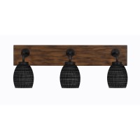 Oxbridge 3 Light Bath Bar In Matte Black & Painted Wood-Look Metal Finish With 5