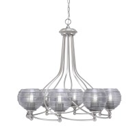 Capri Uplight, 8 Light, Chandelier Shown In Brushed Nickel Finish With 6