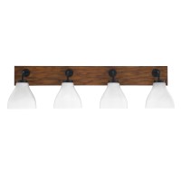 Oxbridge 4 Light Bath Bar In Matte Black & Painted Wood-Look Metal Finish With 6.25