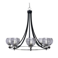 Paramount Uplight, 8 Light, Chandelier In Matte Black & Brushed Nickel Finish With 6