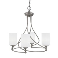 Capri Uplight, 4 Light, Chandelier Shown In Brushed Nickel Finish With 4