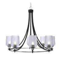 Paramount Uplight, 8 Light, Chandelier In Matte Black & Brushed Nickel Finish With 5