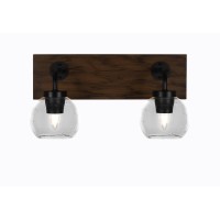 Oxbridge 2 Light Bath Bar In Matte Black & Painted Wood-Look Metal Finish With 5.75