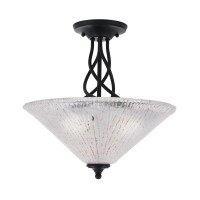 Capri 3 Bulb Semi-Flush Shown In Matte Black Finish With 16