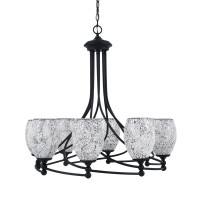 Capri Uplight, 8 Light, Chandelier Shown In Matte Black Finish With 5