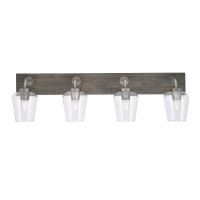 Oxbridge 4 Light Bath Bar In Graphite & Painted Distressed Wood-Look Metal Finish With 5