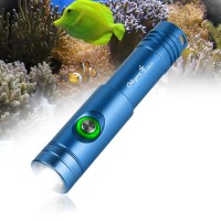 Odepro Wd12 Dive Light Torch, 980 Lumens Super Bright Compact Scuba Diving Light With 3 Modes, Ip68 Waterproof Submersible Flashlight, For 100M Underwater Diving (Blue)