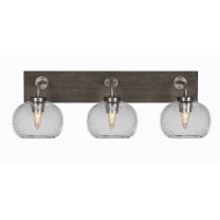 Oxbridge 3 Light Bath Bar In Graphite & Painted Distressed Wood-Look Metal Finish With 7