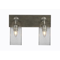 Oxbridge 2 Light Bath Bar In Graphite & Painted Distressed Wood-Look Metal Finish With 4