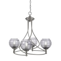 Capri Uplight, 4 Light, Chandelier Shown In Brushed Nickel Finish With 6