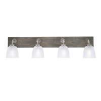 Oxbridge 4 Light Bath Bar In Graphite & Painted Distressed Wood-Look Metal Finish With 5