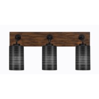 Oxbridge 3 Light Bath Bar In Matte Black & Painted Wood-Look Metal Finish With 4