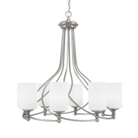 Capri Uplight, 8 Light, Chandelier Shown In Brushed Nickel Finish With 4