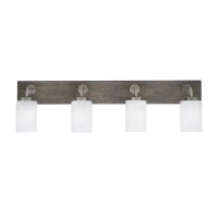 Oxbridge 4 Light Bath Bar In Graphite & Painted Distressed Wood-Look Metal Finish With 4