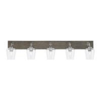 Oxbridge 5 Light Bath Bar In Graphite & Painted Distressed Wood-Look Metal Finish With 5