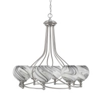 Capri Uplight, 8 Light, Chandelier Shown In Brushed Nickel Finish With 5.75