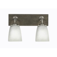 Oxbridge 2 Light Bath Bar In Graphite & Painted Distressed Wood-Look Metal Finish With 4.5