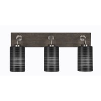 Oxbridge 3 Light Bath Bar In Graphite & Painted Distressed Wood-Look Metal Finish With 4