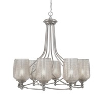 Capri Uplight, 8 Light, Chandelier Shown In Brushed Nickel Finish With 5