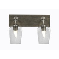 Oxbridge 2 Light Bath Bar In Graphite & Painted Distressed Wood-Look Metal Finish With 5