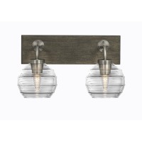 Oxbridge 2 Light Bath Bar In Graphite & Painted Distressed Wood-Look Metal Finish With 6