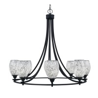 Paramount Uplight, 8 Light, Chandelier In Matte Black Finish With 5