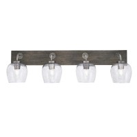 Oxbridge 4 Light Bath Bar In Graphite & Painted Distressed Wood-Look Metal Finish With 6