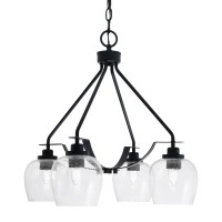 Odyssey Downlight, 4 Light, Chandelier In Matte Black Finish With 6