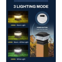 Moondeage 50 Lumen Solar Post Lights 3 Modes Outdoor Deck Fence Post Cap Lights 4X4 35X35 45X45 Or 55X55 Led Landsca