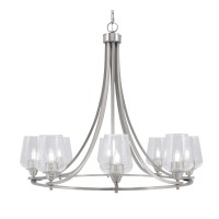 Paramount Uplight, 8 Light, Chandelier In Brushed Nickel Finish With 5