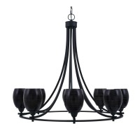 Paramount Uplight, 8 Light, Chandelier In Matte Black Finish With 5