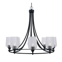 Paramount Uplight, 8 Light, Chandelier In Matte Black Finish With 5