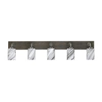 Oxbridge 5 Light Bath Bar In Graphite & Painted Distressed Wood-Look Metal Finish With 4