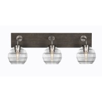 Oxbridge 3 Light Bath Bar In Graphite & Painted Distressed Wood-Look Metal Finish With 6