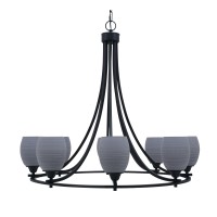 Paramount Uplight, 8 Light, Chandelier In Matte Black Finish With 5