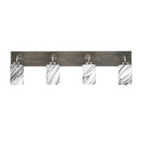 Oxbridge 4 Light Bath Bar In Graphite & Painted Distressed Wood-Look Metal Finish With 4