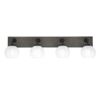 Oxbridge 4 Light Bath Bar In Matte Black & Painted Distressed Wood-Look Metal Finish With 5.75