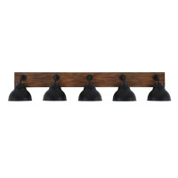 Oxbridge 5 Light Bath Bar In Matte Black & Painted Wood-Look Metal Finish With 7