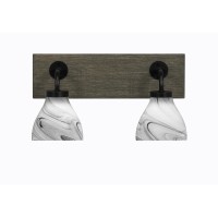 Oxbridge 2 Light Bath Bar In Matte Black & Painted Distressed Wood-Look Metal Finish With 6.25