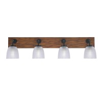 Oxbridge 4 Light Bath Bar In Matte Black & Painted Wood-Look Metal Finish With 5