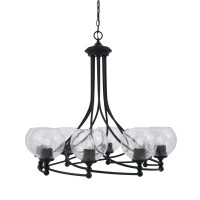 Capri Uplight, 8 Light, Chandelier Shown In Matte Black Finish With 5.75