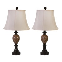 A well crafted piece with a sense of elegance this table lamp adds a regal and royal vibe to any room in your home that needs some additional aesthetic The turned style body finished in a dark brown design with glossy black frame makes this pair look clas