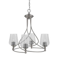 Capri Uplight, 4 Light, Chandelier Shown In Brushed Nickel Finish With 5