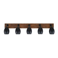 Oxbridge 5 Light Bath Bar In Matte Black & Painted Wood-Look Metal Finish With 5