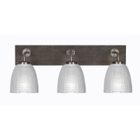 Oxbridge 3 Light Bath Bar In Graphite & Painted Distressed Wood-Look Metal Finish With 5