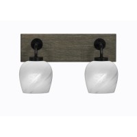 Oxbridge 2 Light Bath Bar In Matte Black & Painted Distressed Wood-Look Metal Finish With 6