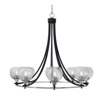 Paramount Uplight, 8 Light, Chandelier In Matte Black & Brushed Nickel Finish With 5.75