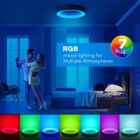 Annaror Rgb Led Flush Mount Ceiling Light With Remote Control 11 Inch 24W Black Ceiling Light Fixture 3000K6500K Light Color