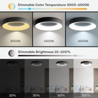 Annaror Rgb Led Flush Mount Ceiling Light With Remote Control 11 Inch 24W Black Ceiling Light Fixture 3000K6500K Light Color